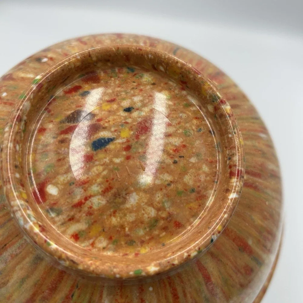 Vintage Confetti Melamine Mixing Bowl 8 Inch #111 Orange Brown Speckled